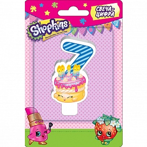 Фигурная свеча-цифра №7 из серии Шопкинс, 8 см. (Росмэн, 32129ros)